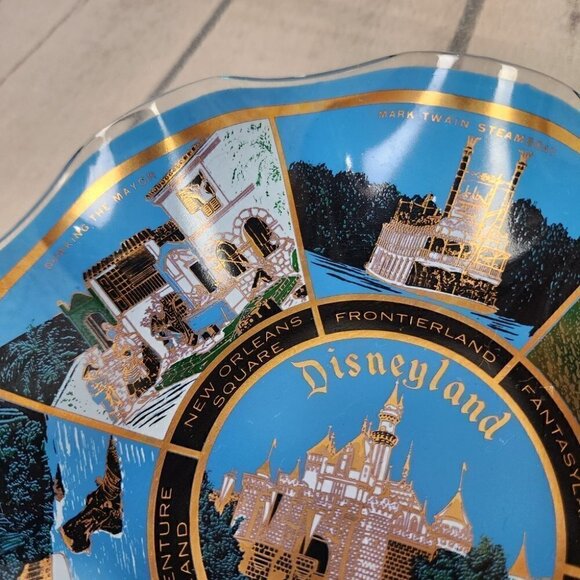 Vintage Disneyland Souvenir Fluted Candy Dish Sleeping Beauty's Castle Blue - Picture 4 of 13